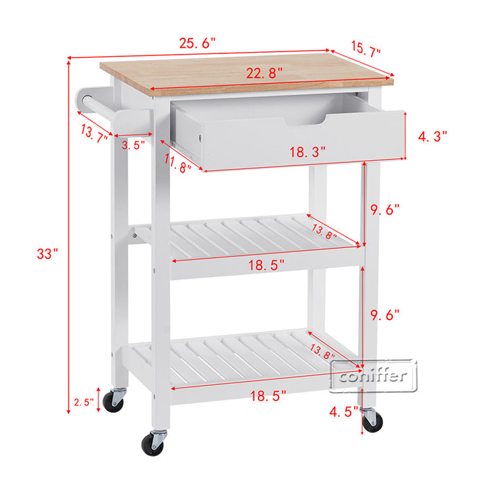 conifferism Small White Kitchen Island Microwave Rolling Cart on Wheels White with Storage for Dining Room Kitchens