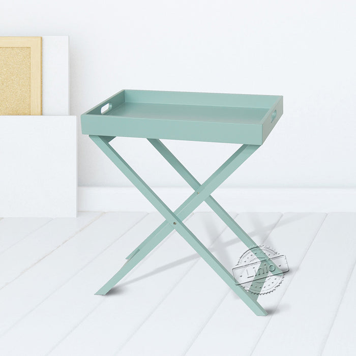 WOODEEM Tray Tables, Serving Tray Portable Table Top Folding Lightweight, Blue Greeny