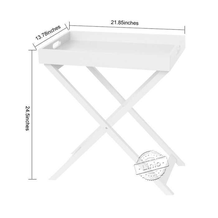 WOODEEM Tray Tables, Serving Tray Portable Table Top Folding Lightweight End Table Snack Table for Living Room Wood Furniture, White