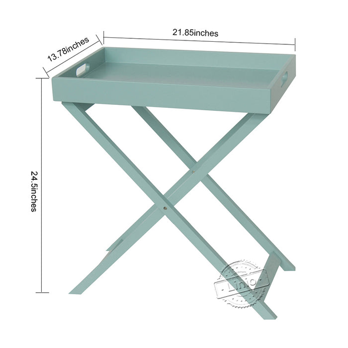 WOODEEM Tray Tables, Serving Tray Portable Table Top Folding Lightweight, Blue Greeny