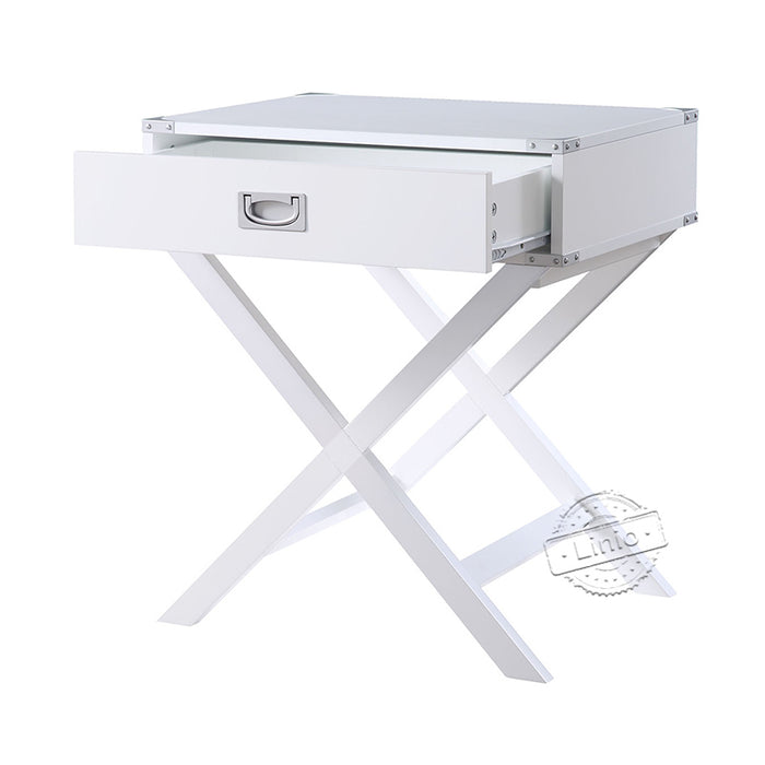 WOODEEM No Assembly Required, White Night Stand/Sofa Side/End Table with Storage Drawer