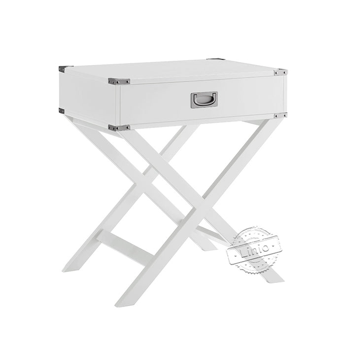 WOODEEM No Assembly Required, White Night Stand/Sofa Side/End Table with Storage Drawer