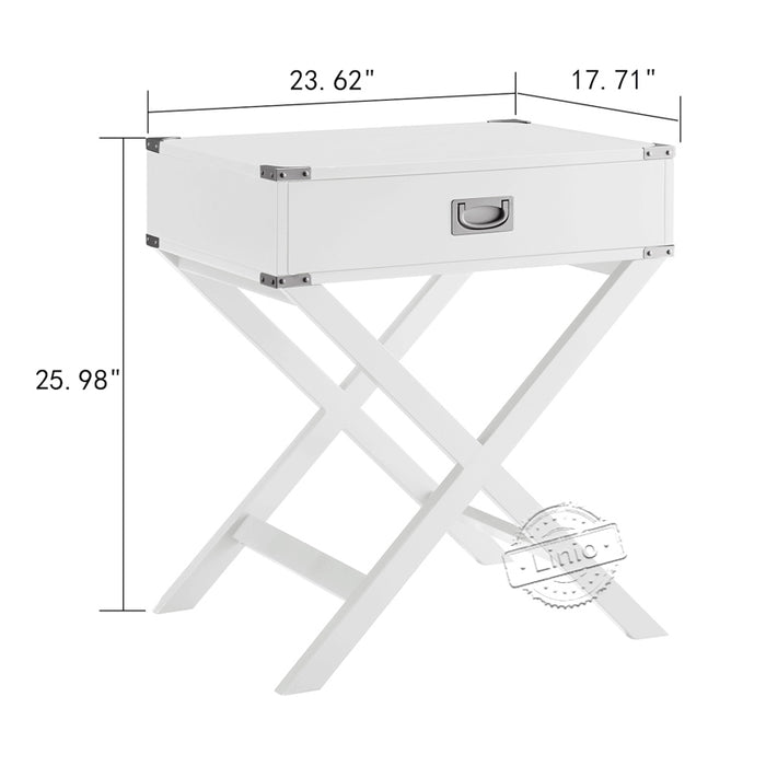 WOODEEM No Assembly Required, White Night Stand/Sofa Side/End Table with Storage Drawer