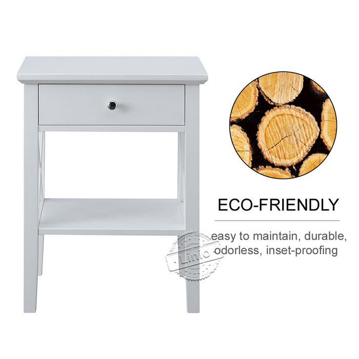 WOODEEM Sofa Side End Table with Drawer and Open Storage Shelf