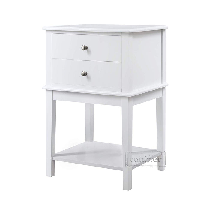 conifferism Chloe Modern Large White Nightstand with 2 Drawers Taller 28" Bedroom Sofa Side End Tables Living Room