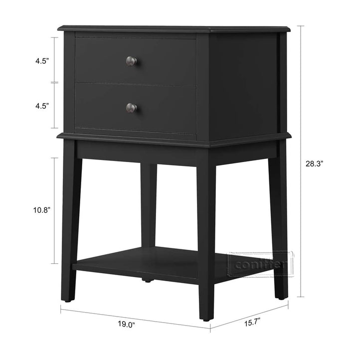 conifferism Chloe Black Modern Nightstands with Drawers 28" Large Sofa Side End Table Living Room