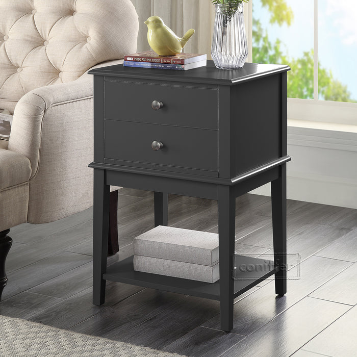 conifferism Chloe Black Modern Nightstands with Drawers 28" Large Sofa Side End Table Living Room