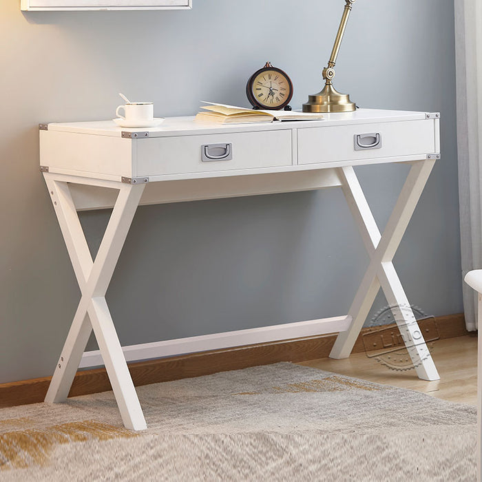 WOODEEM Computer Desk with 2 Drawers Sturdy Office Desk, White