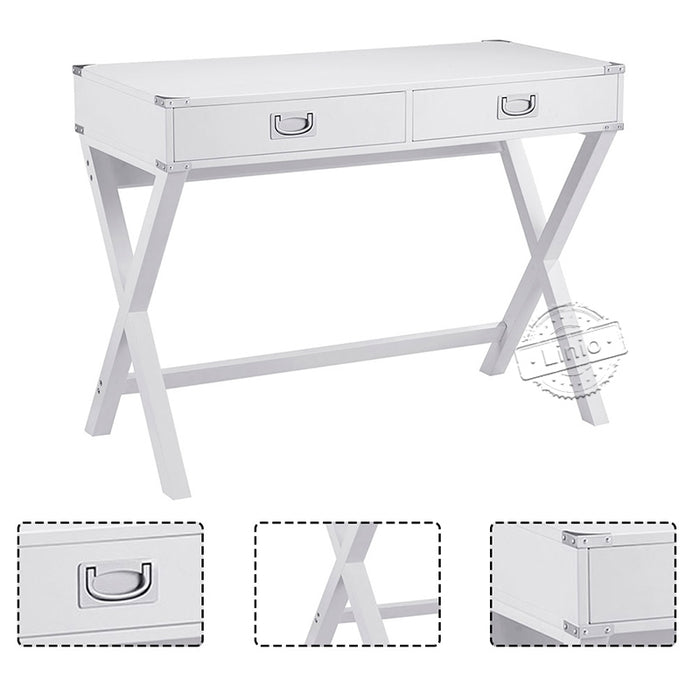 WOODEEM Computer Desk with 2 Drawers Sturdy Office Desk, White