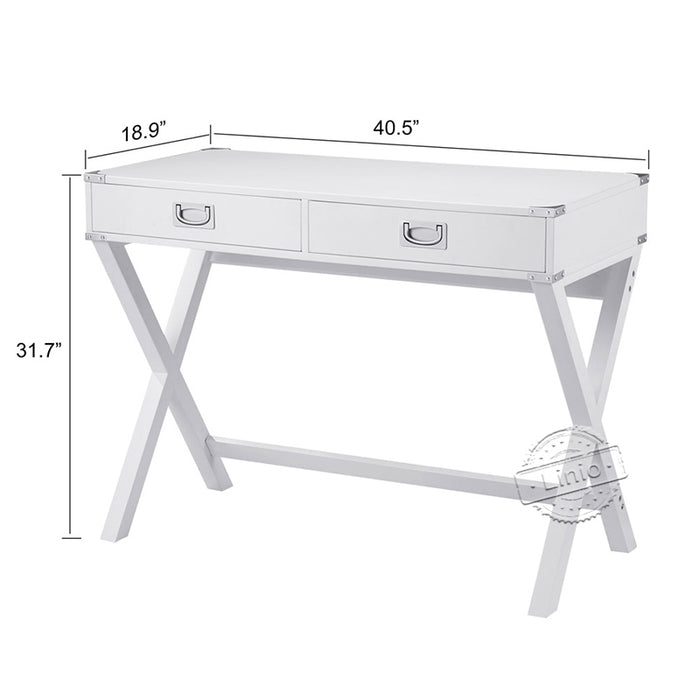 WOODEEM Computer Desk with 2 Drawers Sturdy Office Desk, White