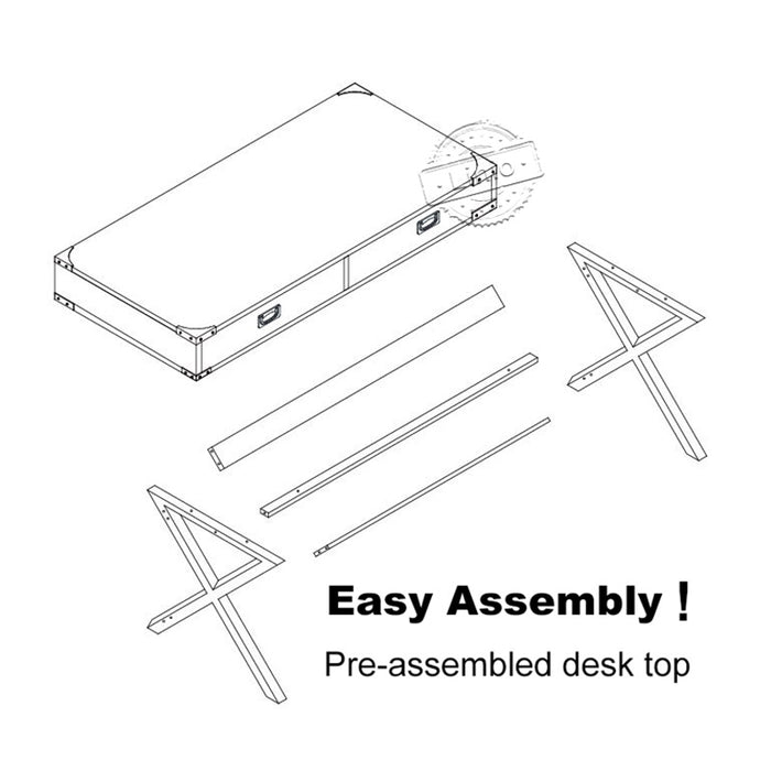 WOODEEM Computer Desk with 2 Drawers Sturdy Office Desk, White