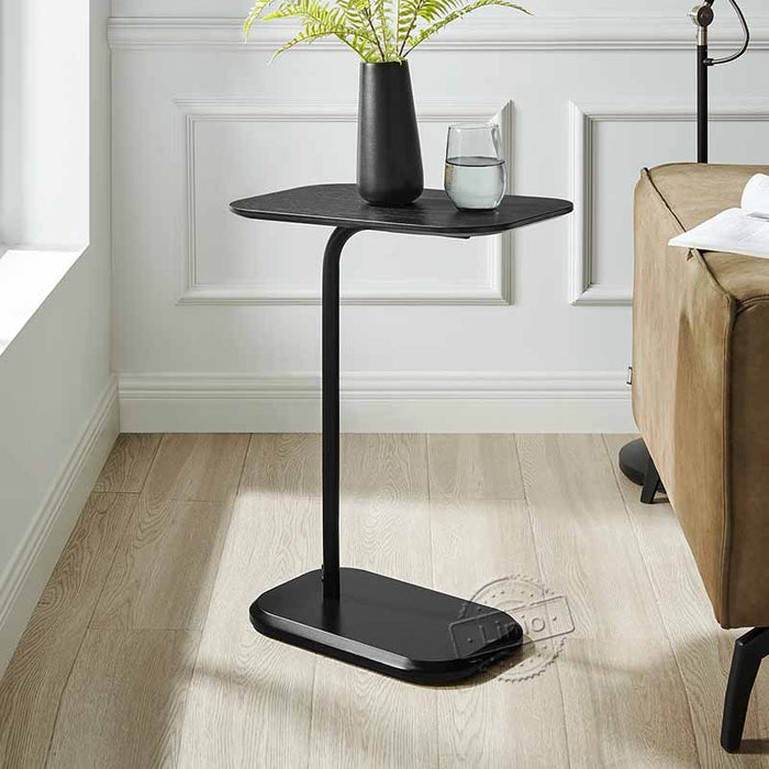 conifferism C-Shaped End Table, Black C Table for Couch and Bed, Sofa Side Tables with Metal Frame,for Small Spaces, Living Room, Bedroom