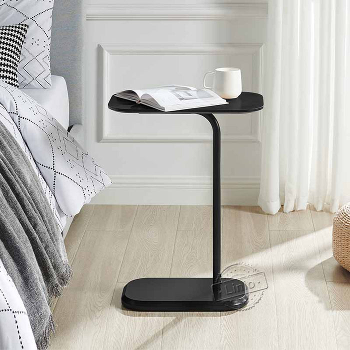 conifferism C-Shaped End Table, Black C Table for Couch and Bed, Sofa Side Tables with Metal Frame,for Small Spaces, Living Room, Bedroom