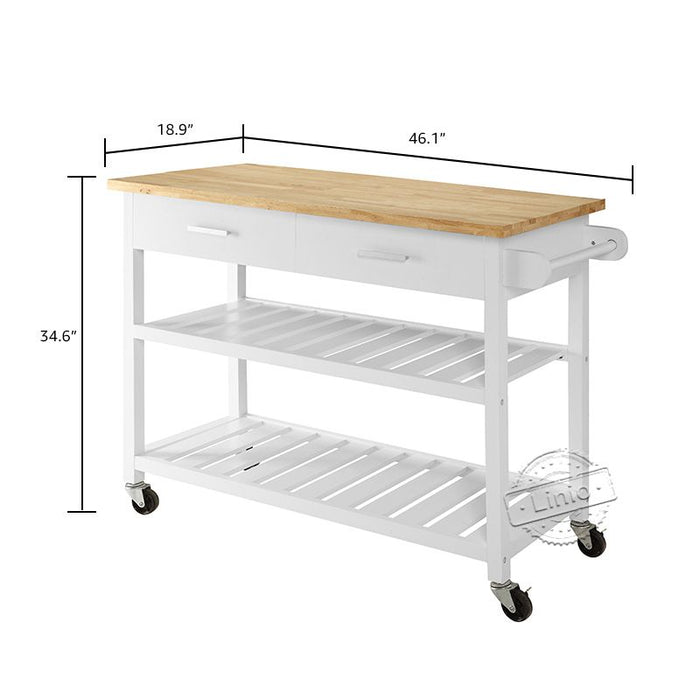 WOODEEM Two-Tier Open Shelf microwave cart, Towel Rack, Serve Kitchen Island on Wheels, kitchen furniture