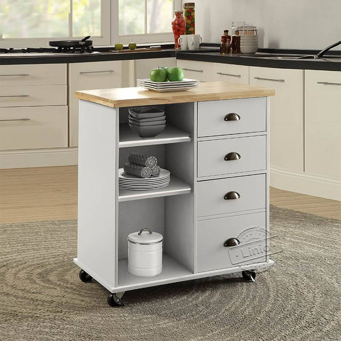 WOODEEM Rolling Kitchen Island Cart on Wheels, Microwave Cart Home Restaurant Serving Cart