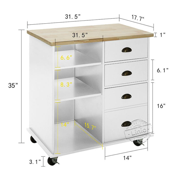 WOODEEM Rolling Kitchen Island Cart on Wheels, Microwave Cart Home Restaurant Serving Cart