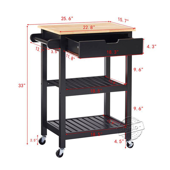 conifferism Black Rolling Kitchen Islands Cart on Wheels Microwave Toaster Oven Stand for Dining Rooms and Kitchen Room