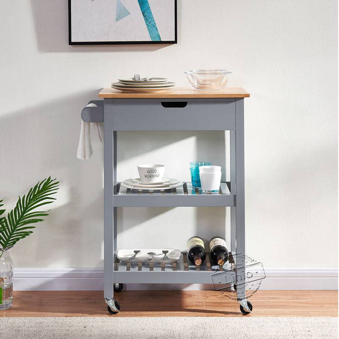 conifferismGrey Kitchen Island Microwave Rolling Cart on Wheels with Storage for Dining and Kitchen Room