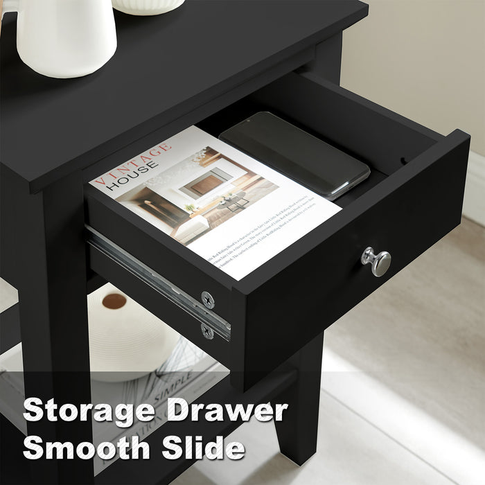 conifferism Black Drawer Nightstand for Living Room Bedroom