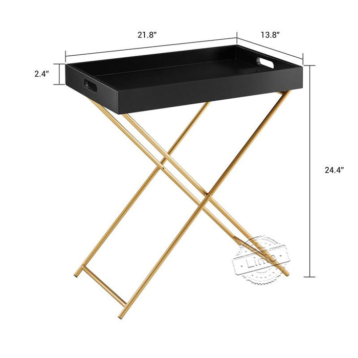 conifferism Modern Design Folding TV Snack Tray Tables Gold and Black Living Room