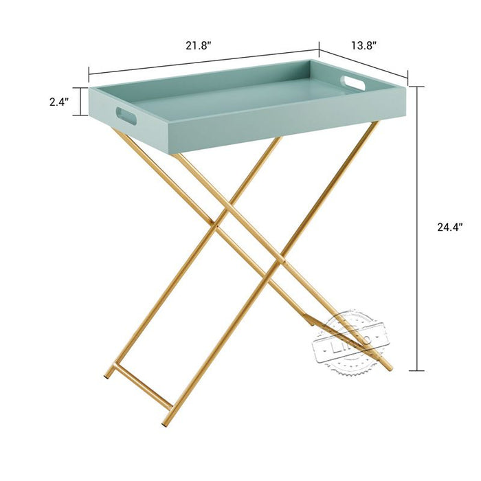 conifferism Modern Design Foldable TV Snack Sofa Tray Table Blue and Gold Living Room