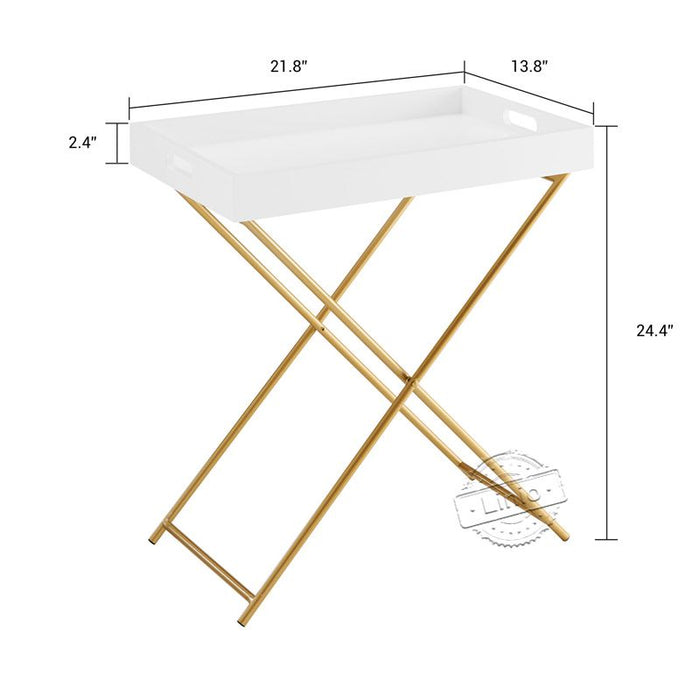 conifferism Gold and White Accent Tray Table for Living Room