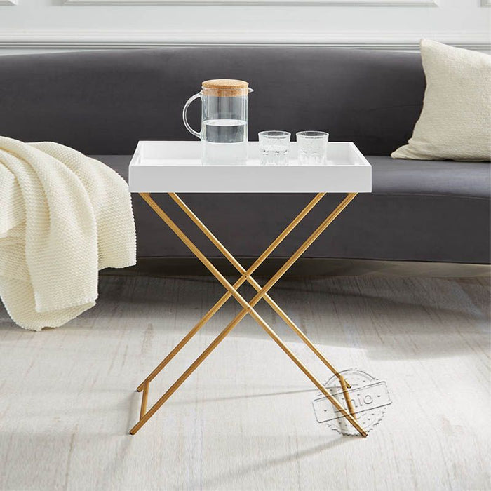 conifferism Gold and White Accent Tray Table for Living Room