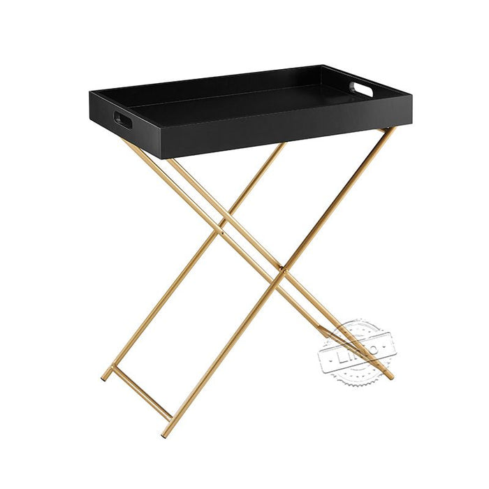 conifferism Modern Design Folding TV Snack Tray Tables Gold and Black Living Room