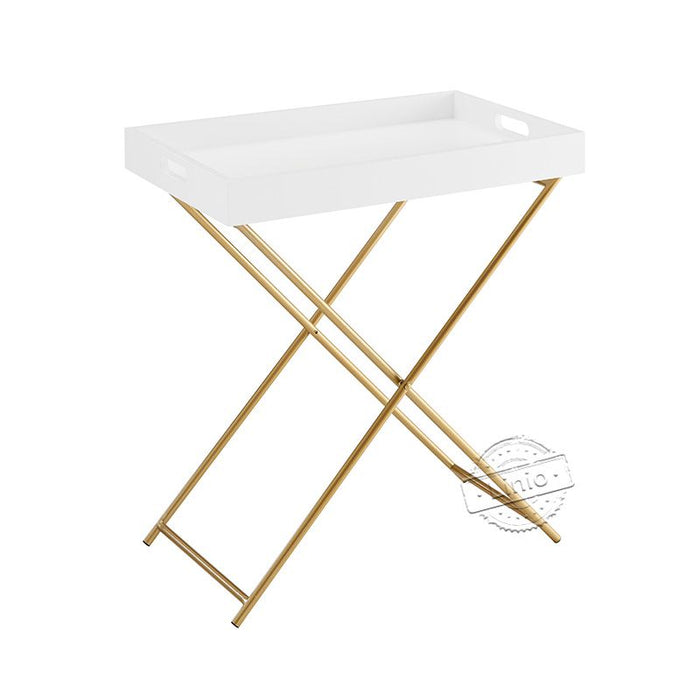 conifferism Gold and White Accent Tray Table for Living Room