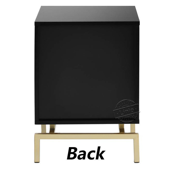 WOODEEM Black and Gold Nightstand, Modern Small End Table with Storage Shelf and Drawer for Living Room Bedroom