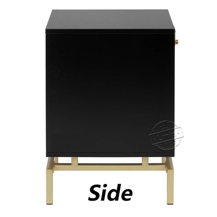 WOODEEM Black and Gold Nightstand, Modern Small End Table with Storage Shelf and Drawer for Living Room Bedroom