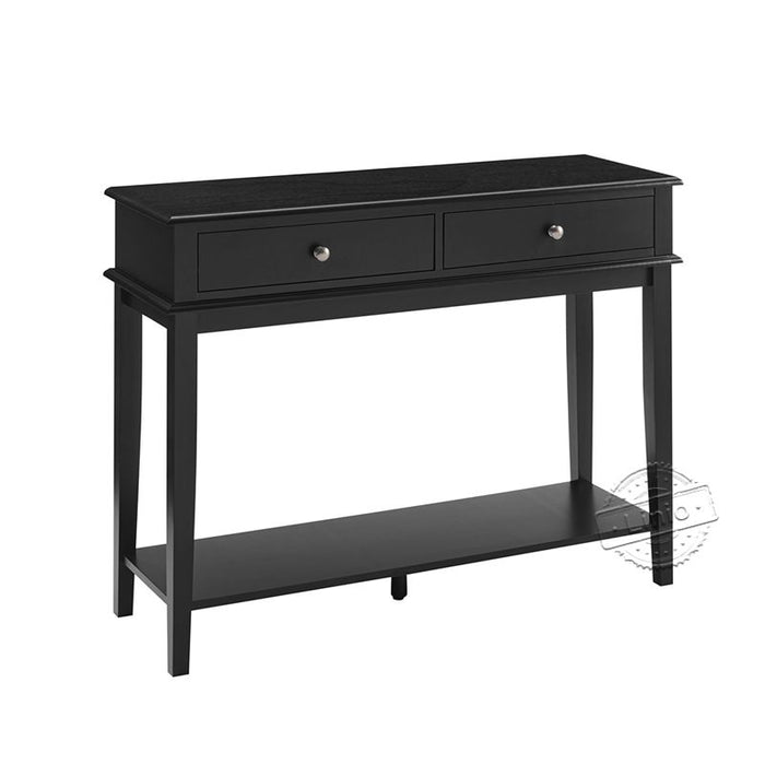 conifferism Chloe Black Modern Console Table with Drawers and Open Shelf