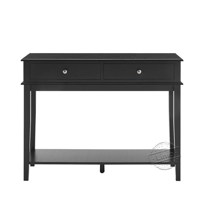 conifferism Chloe Black Modern Console Table with Drawers and Open Shelf