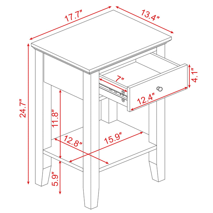 conifferism Black Drawer Nightstand for Living Room Bedroom