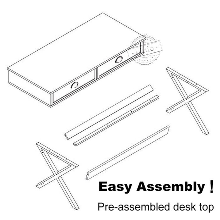 WOODEEM White Writing Desk Small Home Office, Vanity Desk Makeup Table 2 Drawers, Modern Console Table Living Room