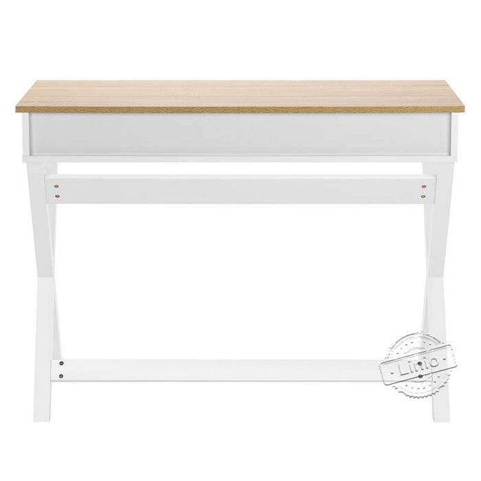 WOODEEM White Writing Desk Small Home Office, Vanity Desk Makeup Table 2 Drawers, Modern Console Table Living Room