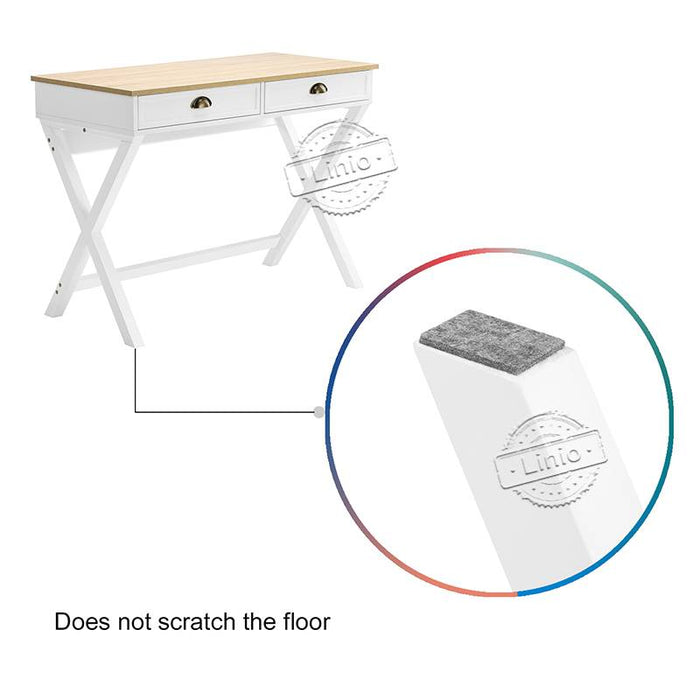 WOODEEM White Writing Desk Small Home Office, Vanity Desk Makeup Table 2 Drawers, Modern Console Table Living Room