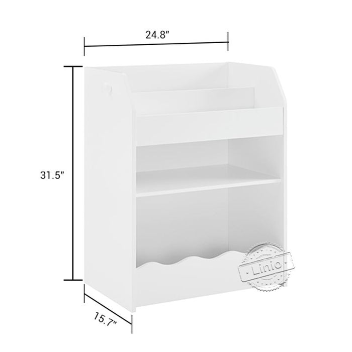 WOODEEM Small Kids Bookshelf and Toy Storage Organizer, 3-Tier White Book Shelf Organizer for Kids Room